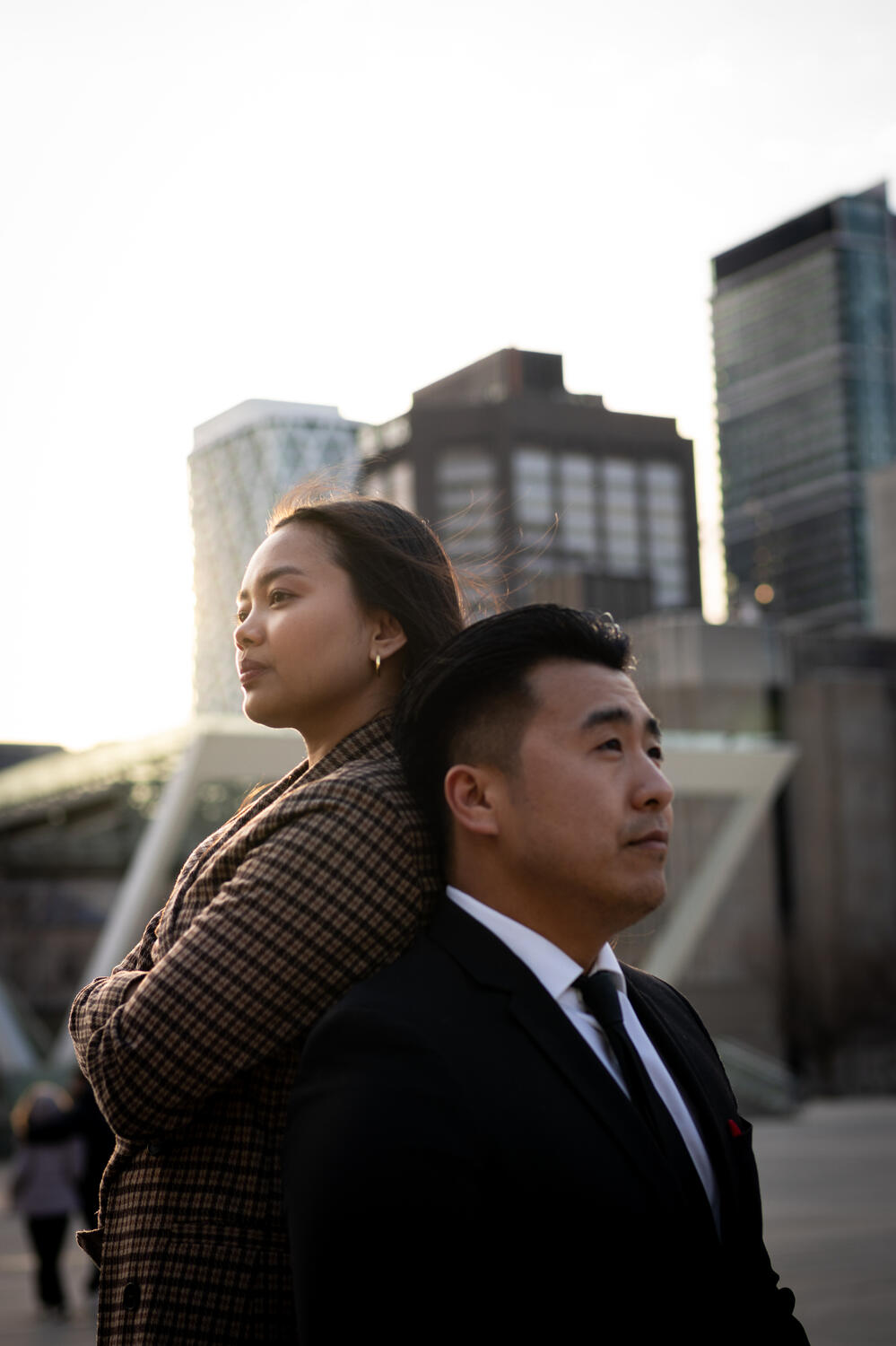 Backlit couples portrait